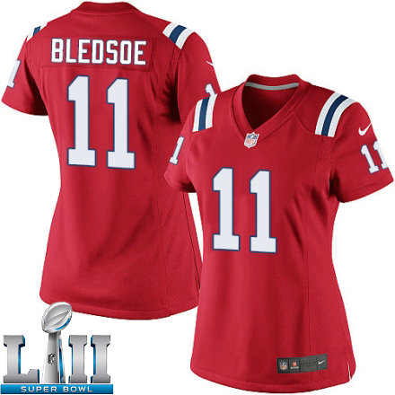 Womens Nike New England Patriots Super Bowl LII 11 Drew Bledsoe Limited Red Alternate NFL Jersey