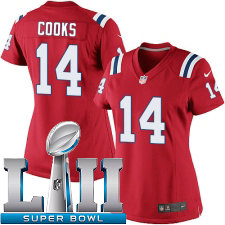 Womens Nike New England Patriots Super Bowl LII 14 Brandin Cooks Elite Red Alternate NFL Jersey