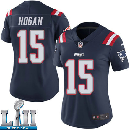 Womens Nike New England Patriots Super Bowl LII 15 Chris Hogan Limited Navy Blue Rush NFL Jersey