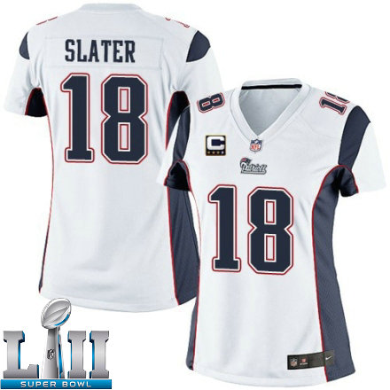 Womens Nike New England Patriots Super Bowl LII 18 Matthew Slater Elite White C Patch NFL Jersey