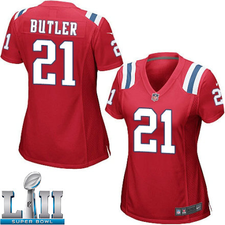 Womens Nike New England Patriots Super Bowl LII 21 Malcolm Butler Game Red Alternate NFL Jersey