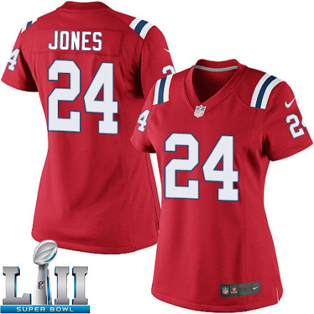 Womens Nike New England Patriots Super Bowl LII 24 Cyrus Jones Limited Red Alternate NFL Jersey