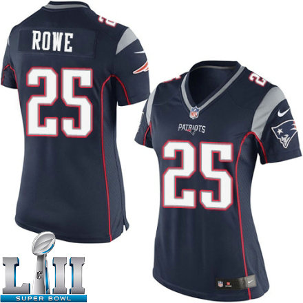 Womens Nike New England Patriots Super Bowl LII 25 Eric Rowe Elite Navy Blue Team Color NFL Jersey