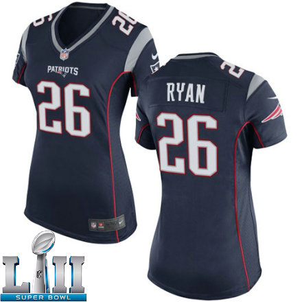 Womens Nike New England Patriots Super Bowl LII 26 Logan Ryan Game Navy Blue Team Color NFL Jersey