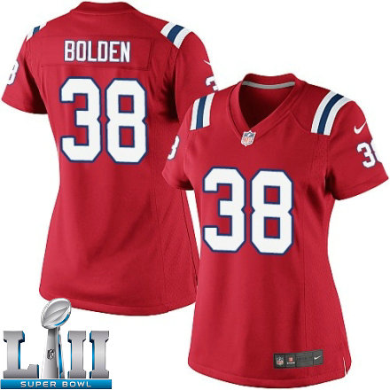 Womens Nike New England Patriots Super Bowl LII 38 Brandon Bolden Elite Red Alternate NFL Jersey