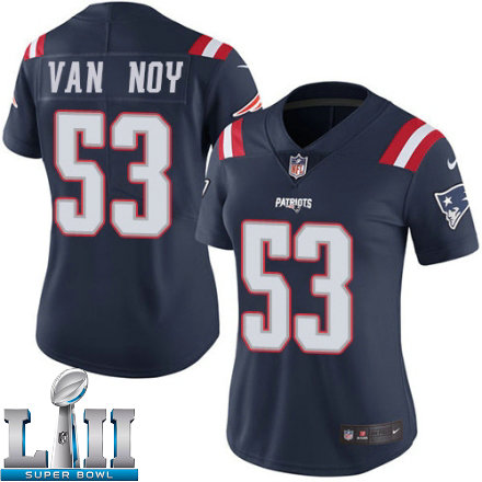 Womens Nike New England Patriots Super Bowl LII 53 Kyle Van Noy Limited Navy Blue Rush NFL Jersey