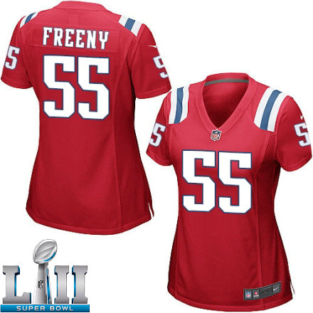 Womens Nike New England Patriots Super Bowl LII 55 Jonathan Freeny Game Red Alternate NFL Jersey