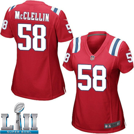 Womens Nike New England Patriots Super Bowl LII 58 Shea McClellin Game Red Alternate NFL Jersey