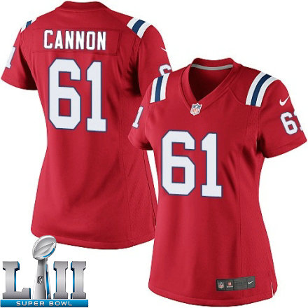 Womens Nike New England Patriots Super Bowl LII 61 Marcus Cannon Elite Red Alternate NFL Jersey