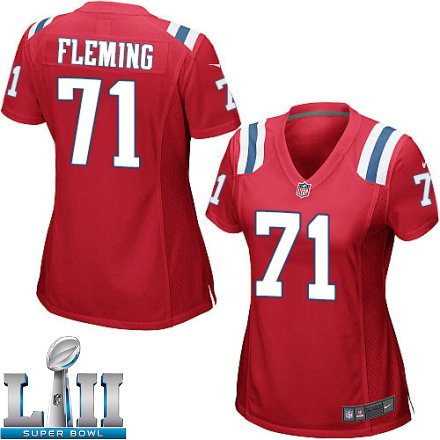 Womens Nike New England Patriots Super Bowl LII 71 Cameron Fleming Game Red Alternate NFL Jersey