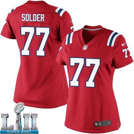 Womens Nike New England Patriots Super Bowl LII 77 Nate Solder Limited Red Alternate NFL Jersey
