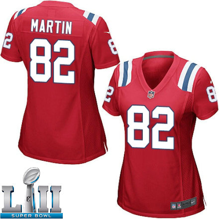 Womens Nike New England Patriots Super Bowl LII 82 Keshawn Martin Game Red Alternate NFL Jersey