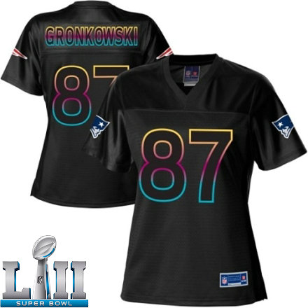 Womens Nike New England Patriots Super Bowl LII 87 Rob Gronkowski Game Black Fashion NFL Jersey