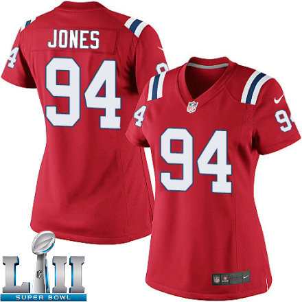 Womens Nike New England Patriots Super Bowl LII 94 Chris Jones Limited Red Alternate NFL Jersey
