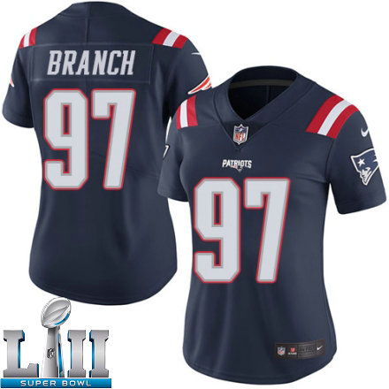 Womens Nike New England Patriots Super Bowl LII 97 Alan Branch Limited Navy Blue Rush NFL Jersey
