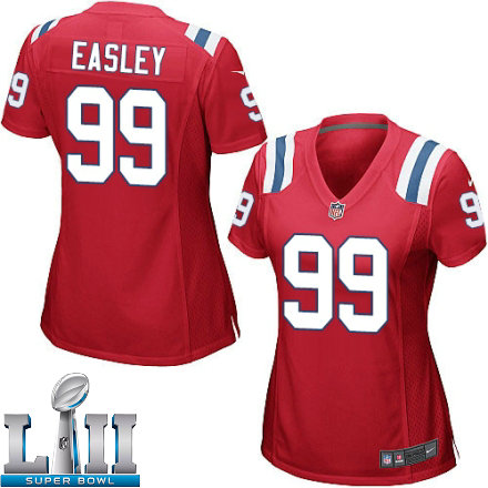 Womens Nike New England Patriots Super Bowl LII 99 Dominique Easley Game Red Alternate NFL Jersey