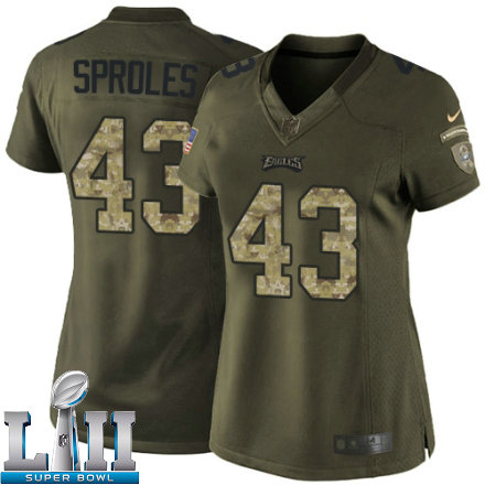Womens Nike Philadelphia Eagels Super Bowl LII 43 Darren Sproles Limited Green Salute to Service NFL Jersey