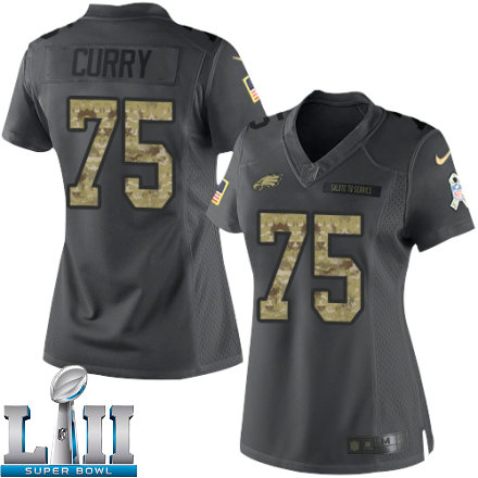 Womens Nike Philadelphia Eagels Super Bowl LII 75 Vinny Curry Limited Black 2016 Salute to Service NFL Jersey