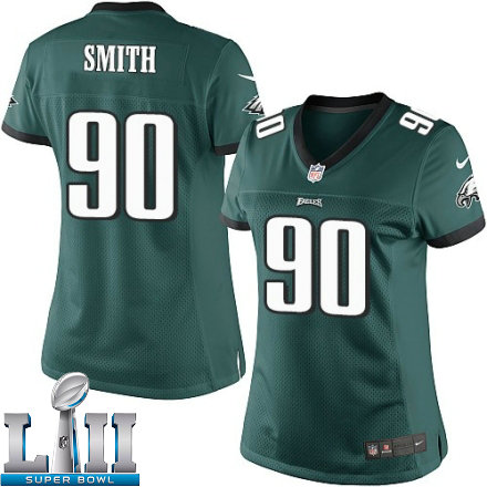 Womens Nike Philadelphia Eagels Super Bowl LII 90 Marcus Smith Limited Midnight Green Team Color NFL Jersey