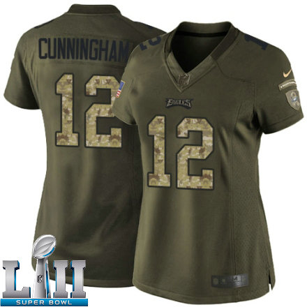Womens Nike Philadelphia Eagles Super Bowl LII 12 Randall Cunningham Limited Green Salute to Service NFL Jersey
