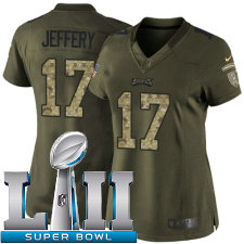 Womens Nike Philadelphia Eagles Super Bowl LII 17 Alshon Jeffery Limited Green Salute to Service NFL Jersey