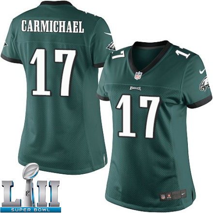 Womens Nike Philadelphia Eagles Super Bowl LII 17 Harold Carmichael Elite Midnight Green Team Color NFL Jersey