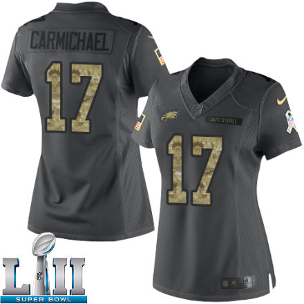 Womens Nike Philadelphia Eagles Super Bowl LII 17 Harold Carmichael Limited Black 2016 Salute to Service NFL Jersey