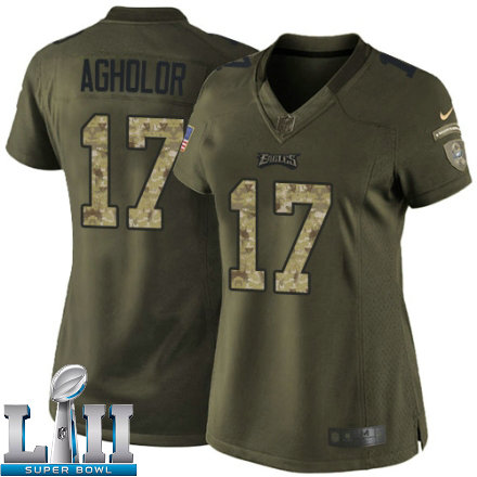 Womens Nike Philadelphia Eagles Super Bowl LII 17 Nelson Agholor Limited Green Salute to Service NFL Jersey