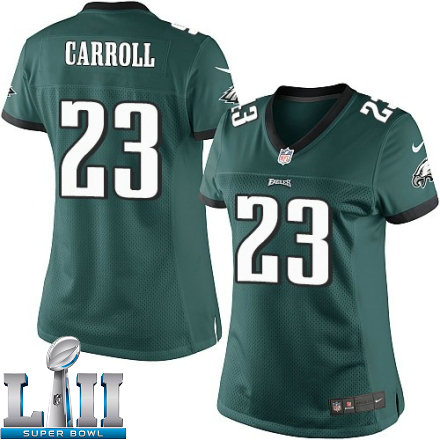 Womens Nike Philadelphia Eagles Super Bowl LII 23 Nolan Carroll Elite Midnight Green Team Color NFL Jersey