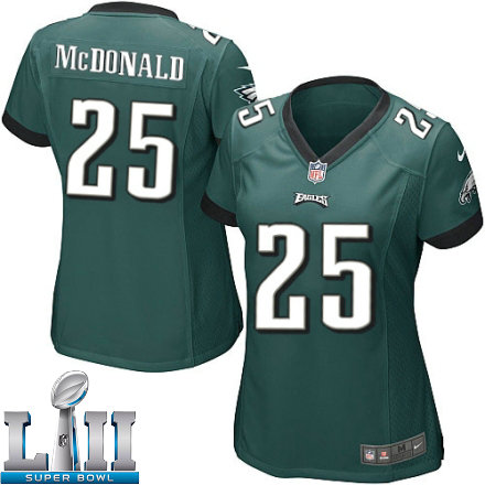 Womens Nike Philadelphia Eagles Super Bowl LII 25 Tommy McDonald Game Midnight Green Team Color NFL Jersey