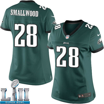 Womens Nike Philadelphia Eagles Super Bowl LII 28 Wendell Smallwood Elite Midnight Green Team Color NFL Jersey