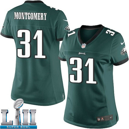 Womens Nike Philadelphia Eagles Super Bowl LII 31 Wilbert Montgomery Limited Midnight Green Team Color NFL Jersey