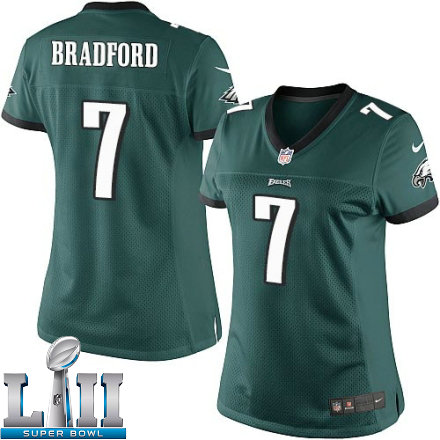 Womens Nike Philadelphia Eagles Super Bowl LII 7 Sam Bradford Limited Midnight Green Team Color NFL Jersey