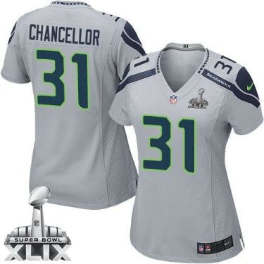 Womens Nike Seattle Seahawks 31 Kam Chancellor Grey Alternate Super Bowl XLIX NFL Jersey