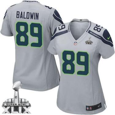 Womens Nike Seattle Seahawks 89 Doug Baldwin Grey Alternate Super Bowl XLIX NFL Jersey