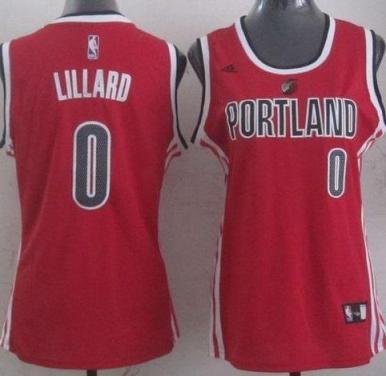 Womens Portland Trail Blazers 0 Damian Lillard Red Alternative NBA Jersey