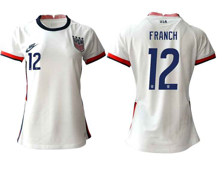 Womens USA #12 Franch Home Jersey