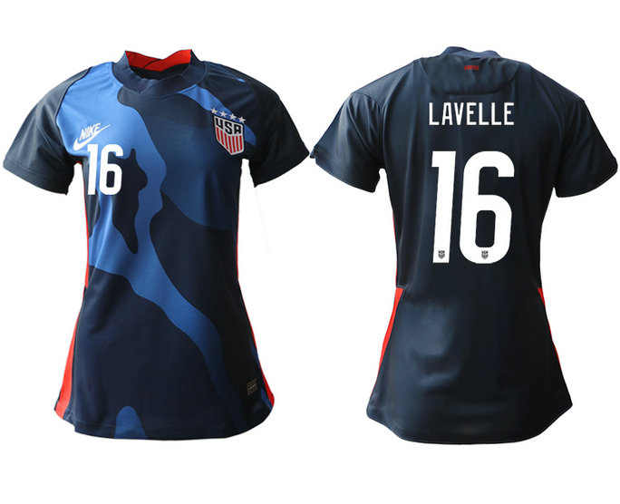 Womens USA #16 Lavelle Away Jersey