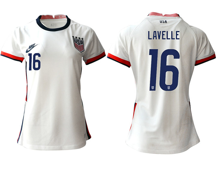 Womens USA #16 Lavelle Home Jersey