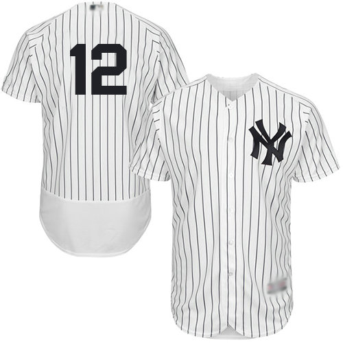 Yankees #12 Troy Tulowitzki White Strip Flexbase Authentic Collection Stitched Baseball Jersey
