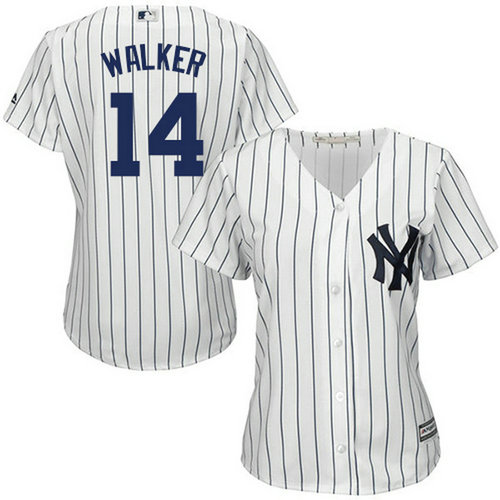 Yankees #14 Neil Walker White Strip Home Women's Stitched MLB Jersey_1