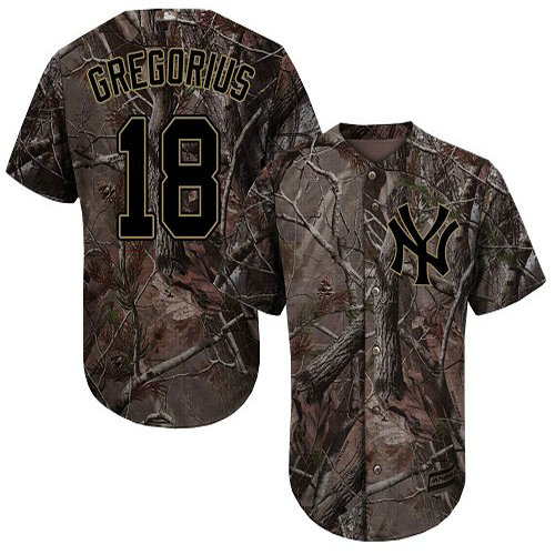 Yankees #18 Didi Gregorius Camo Realtree Collection Cool Base Stitched Youth Baseball Jersey