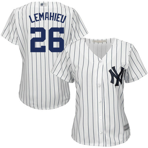 Yankees #26 DJ LeMahieu White Strip Home Women's Stitched Baseball Jersey