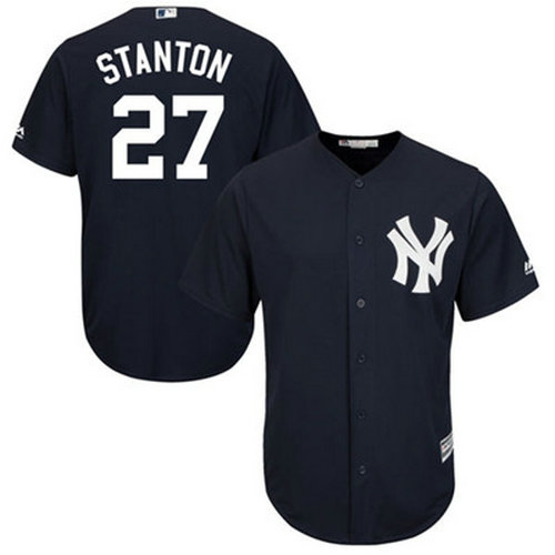 Yankees #27 Giancarlo Stanton Navy blue Cool Base Stitched Youth MLB Jersey