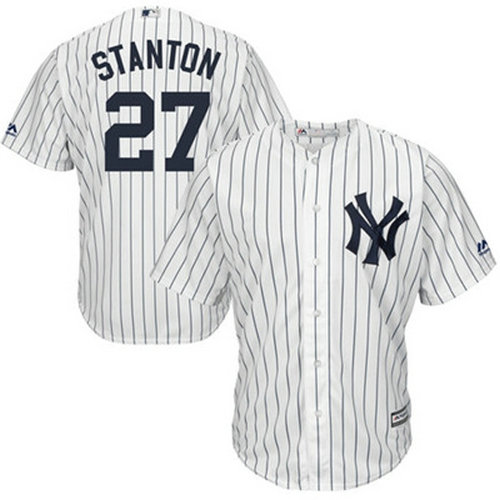 Yankees #27 Giancarlo Stanton White Cool Base Stitched Youth MLB Jersey