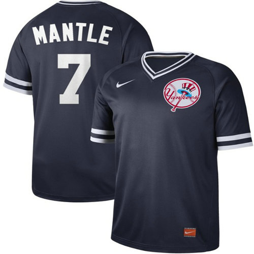 Yankees #7 Mickey Mantle Navy Authentic Cooperstown Collection Stitched Baseball Jersey