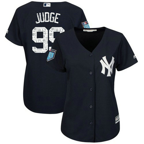 Yankees #99 Aaron Judge Navy Blue 2018 Spring Training Cool Base Women's Stitched MLB Jersey_1