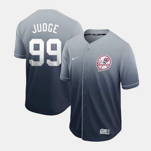 Yankees #99 Aaron Judge Navy Fade Authentic Stitched Baseball Jersey