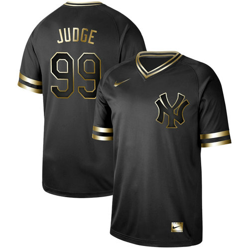 Yankees 99 Aaron Judge Black Gold Nike Cooperstown Collection Legend V Neck Jersey