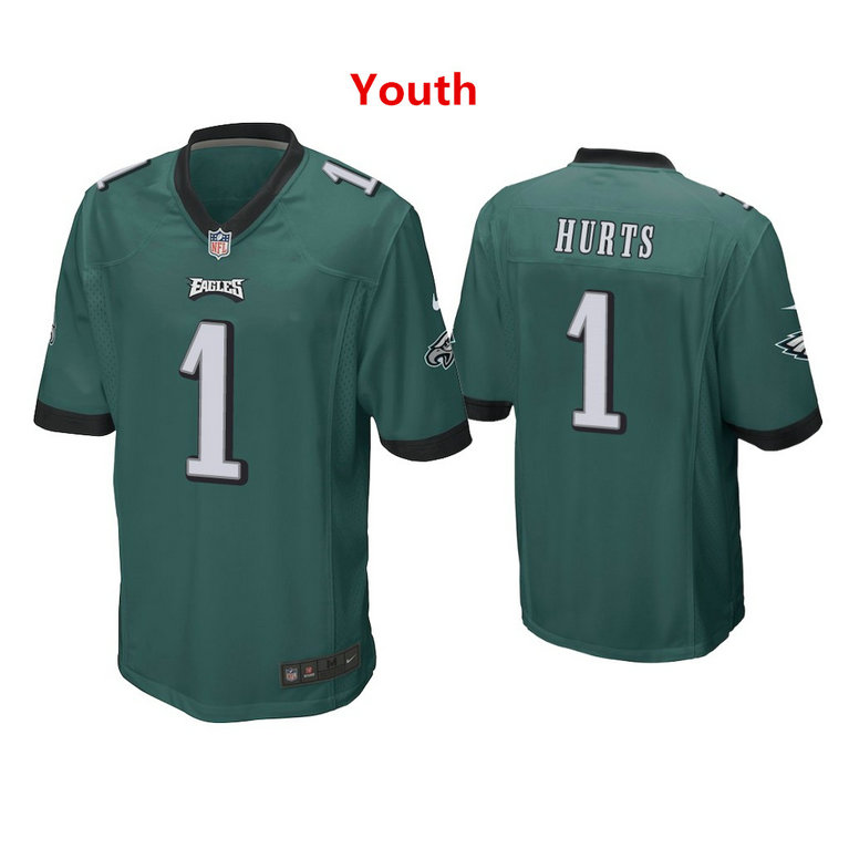 Youth #1 Jalen Hurts Eagles Jersey Green Jersey